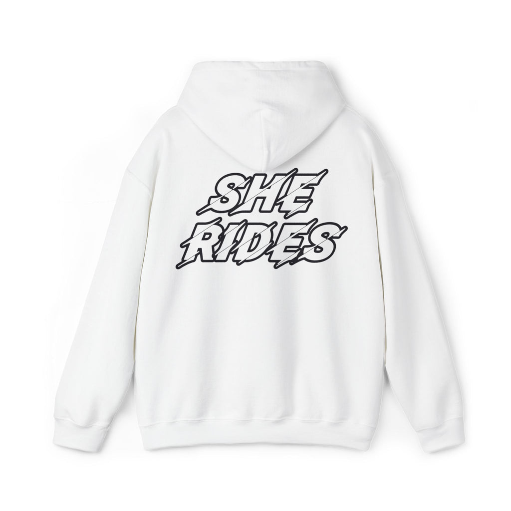 She Rides Original Hoodie Black & White // Bikergirl Hoodie