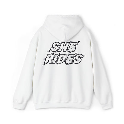 She Rides Original Hoodie Zwart&Wit//Bikergirl Hoodie