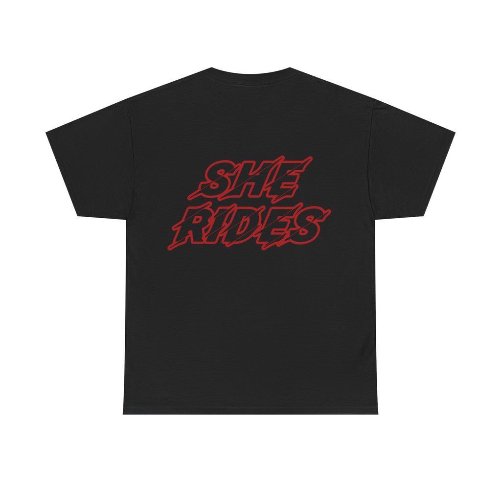 She Rides original T-shirt Red //Bikergirl T-shirt 