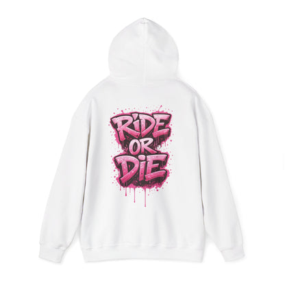 She Rides RideOrDie Hoodie Roze//Bikergirl Hoodie