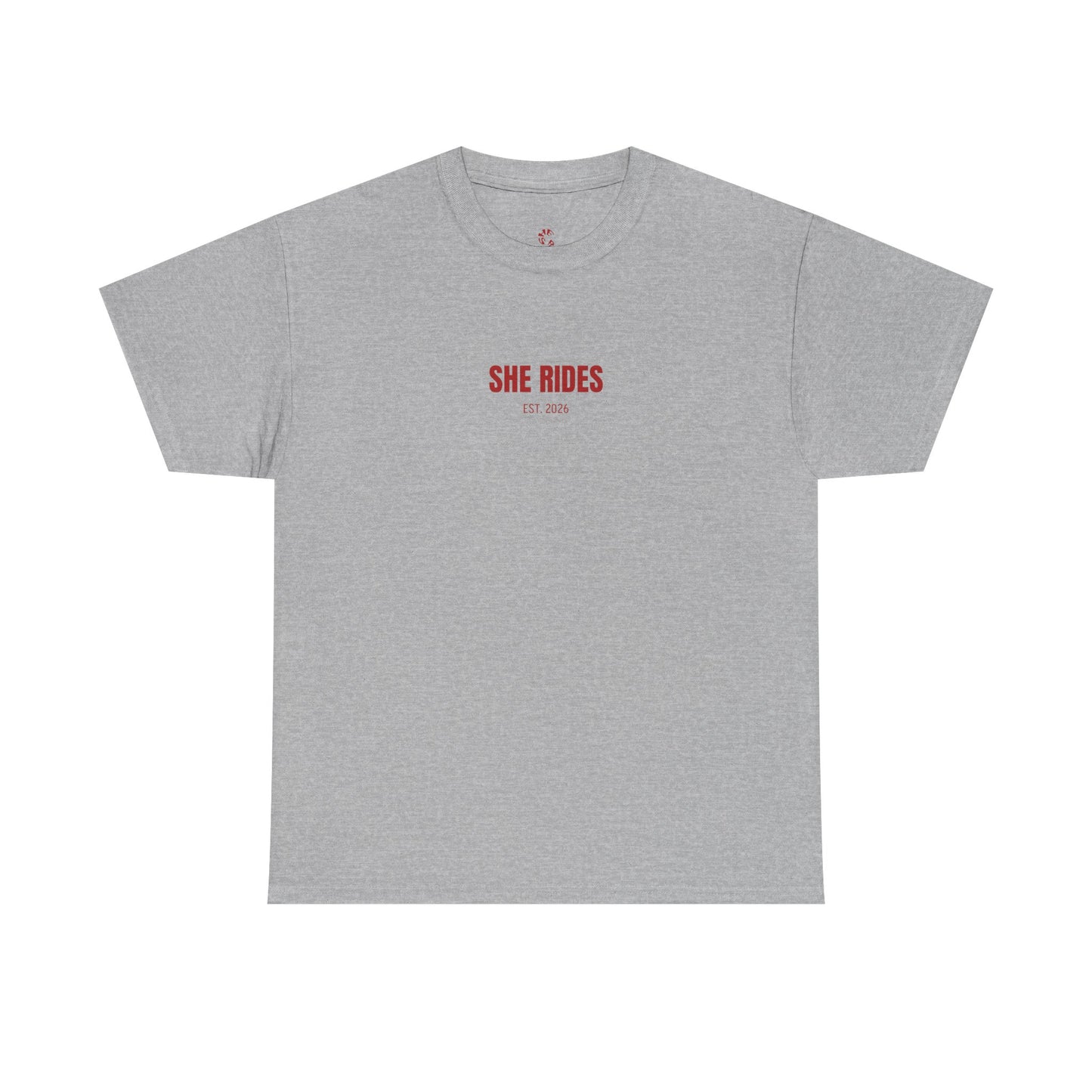 She Rides Basic T-shirt Rood//Bikergirl T-shirt