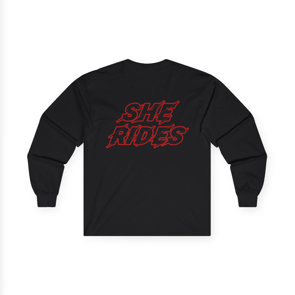 She Rides Logo Long Sleeve Red//Bikergirl Long Sleeve