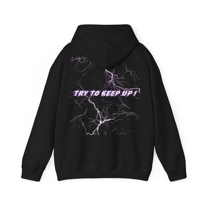 She Rides "try to keep up!" Lightning Hoodie Purple//Bikergirl Hoodie