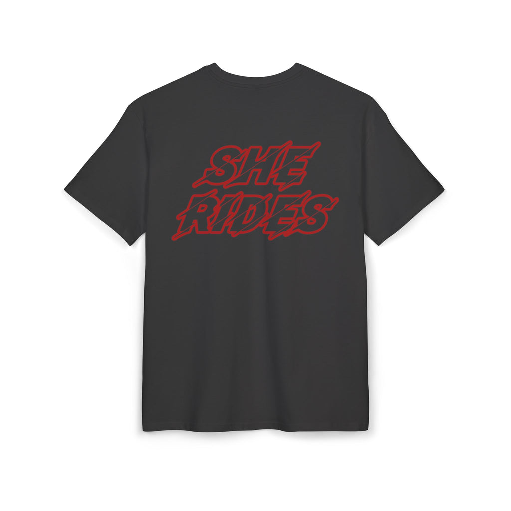 She Rides Logo Oversized T-shirt Red //Bikergirl T-shirt