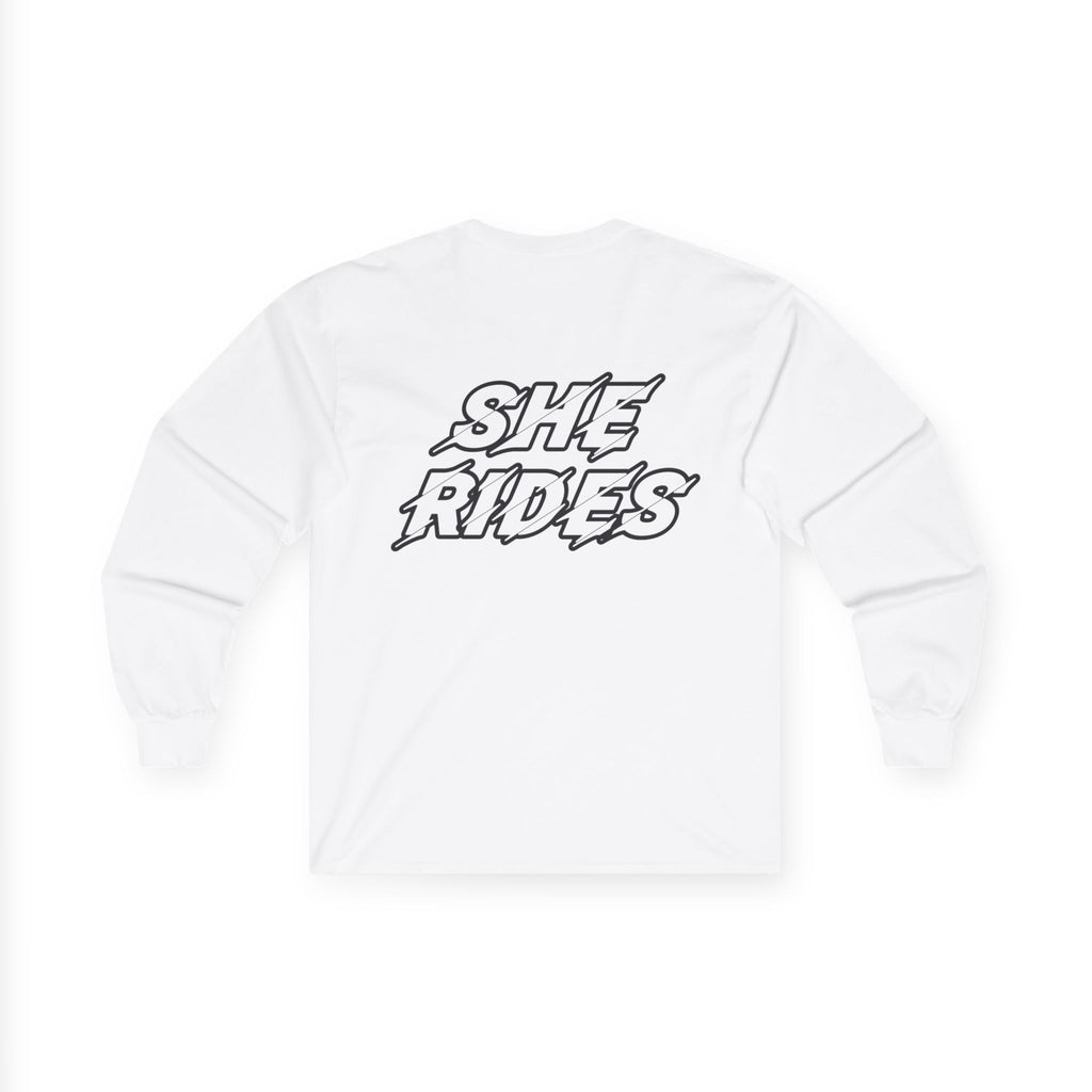 She Rides Logo Long Sleeve Black&White//Bikergirl Long Sleeve